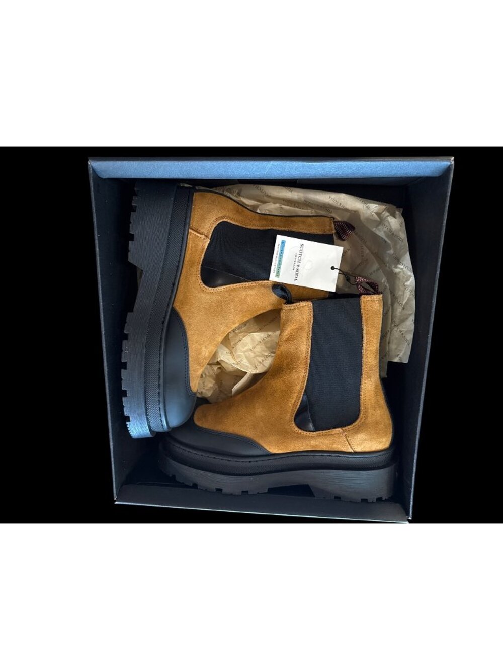 Scotch & Soda Aubri Chelsea Boot Leather Suede Cognac Size 38 Women New In Box